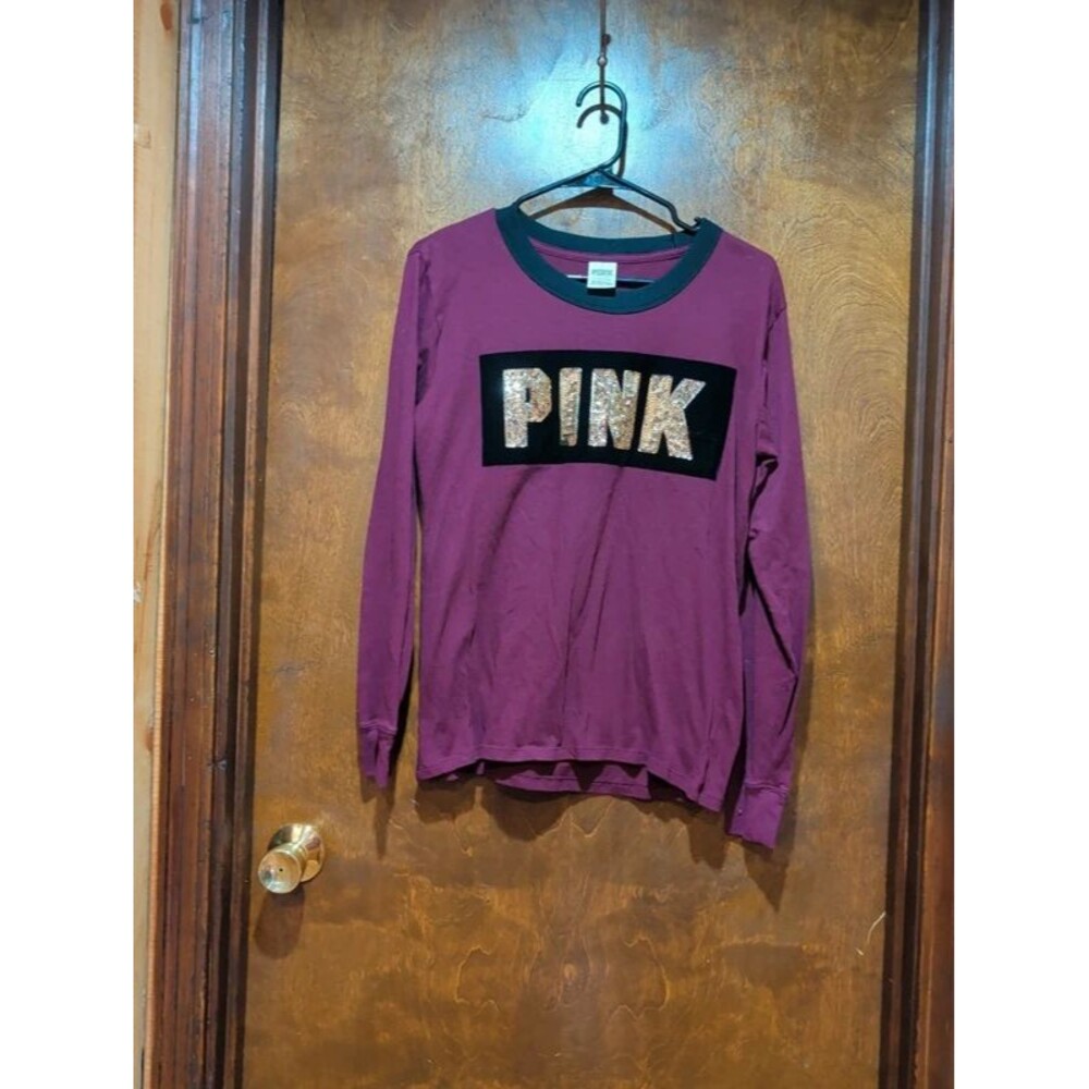 Long Sleeve Burgandy Victoria Secret PINK Shirt Womens Size Sm